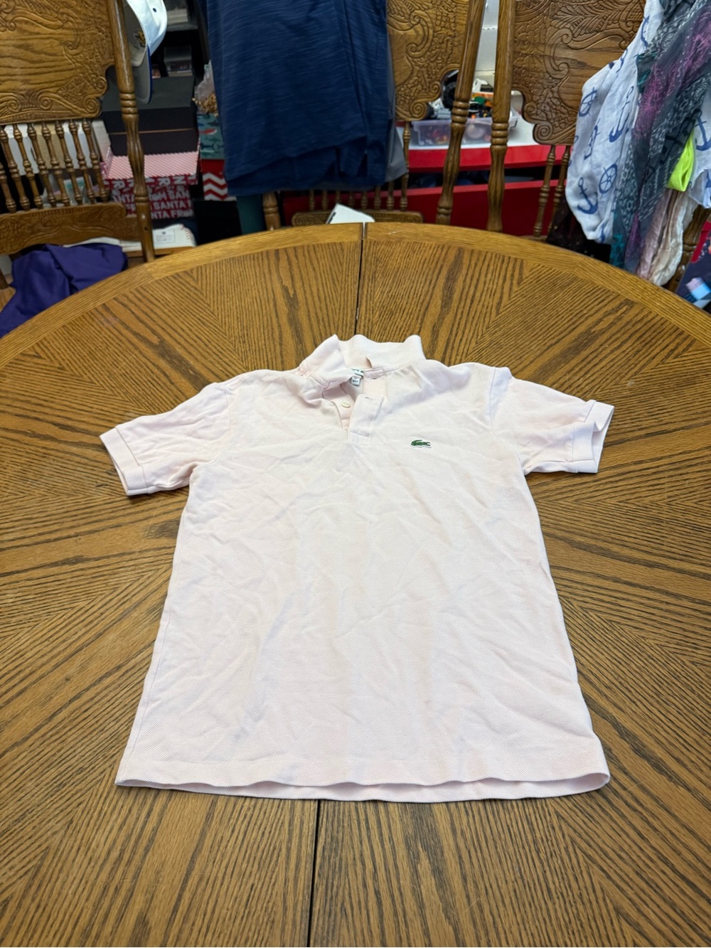 Lacoste Kids Light Pink Polo with Green Crocodile Logo